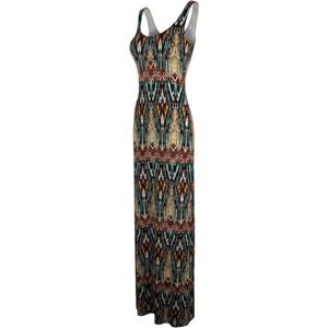 Forever 21 Maxi Dress Small‎ Multicolor Ikat Print Cut Out Back Boho Long Dress